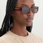 Bottega Veneta Intrecciato Temple Rectangular Sunglasses