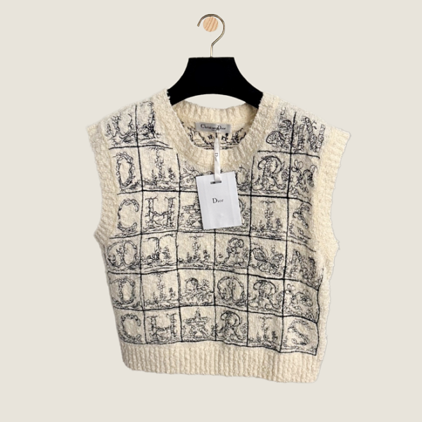 Dior “Alphabet de Toile” Embroidered Knit Vest