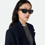 Bottega Veneta Intrecciato Temple Rectangular Sunglasses