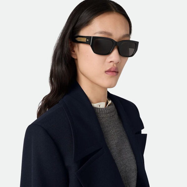 Bottega Veneta Intrecciato Temple Rectangular Sunglasses