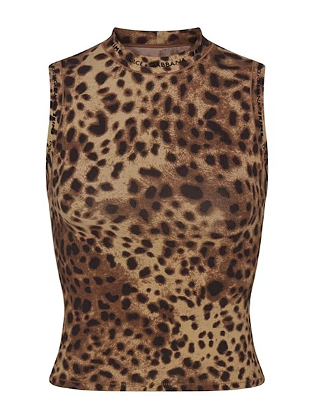 Dolce & Gabbana x Skims Leopard-Print Sleeveless Mock Neck Top