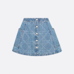 Dior Oblique “Cannage” Denim Button-Front Mini Skirt