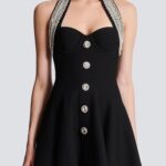 Carmine Society Halter Mini Dress