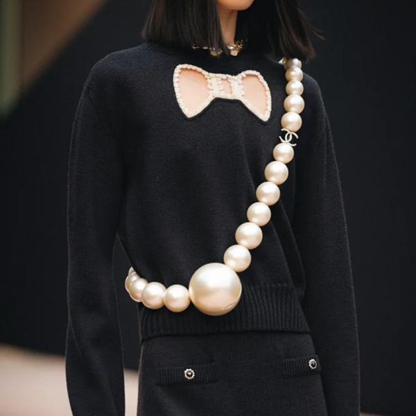 Chanel “Riviera Pearl Bow” Knit Sweater