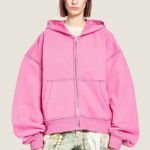 Acne Studios “Rose Oversize” Signature Logo Zip Hoodie