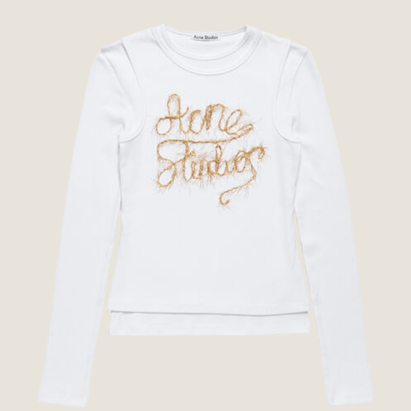 Acne Studios “Gilded Script” Long-Sleeve Ribbed Logo Top