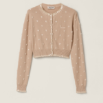 Miu Miu “Perla Fiore” Embellished Cropped Cardigan
