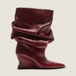 Balmain Paris “Imperial Sculpt” Wedge-Leg Slouch Boot