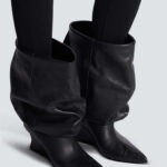 Balmain Paris “Imperial Sculpt” Wedge-Leg Slouch Boot