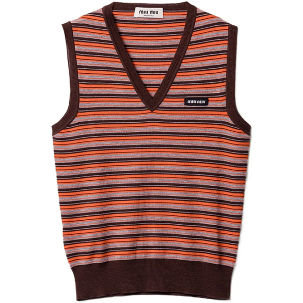 Miu Miu-Retro Stripe Logo Knit Vest