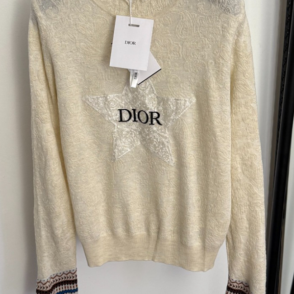 Dior Étoile Brodée Mock Neck Knit Top