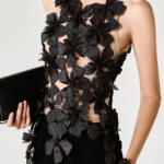 Flora Noire Illusion Appliqué Couture Top