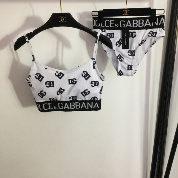 Dolce & Gabbana Monogram Stretch Bralette & High-Waist Brief Set