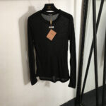 Miu Miu Sheer Logo Long Sleeve Top