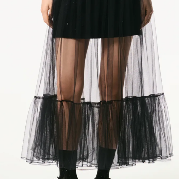 Chanel “Voile Nocturne” Layered Tulle Midi Skirt — Black (S–L)