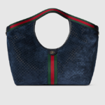 Gucci “Velvet Jackie Eclipse” GG Suede Hobo Tote – Navy