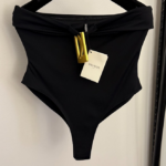 Balmain Noir Étreinte Off-Shoulder Sculpt Bodysuit