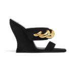 Alaïa Noir Sculptural Chain Wedge Sandals