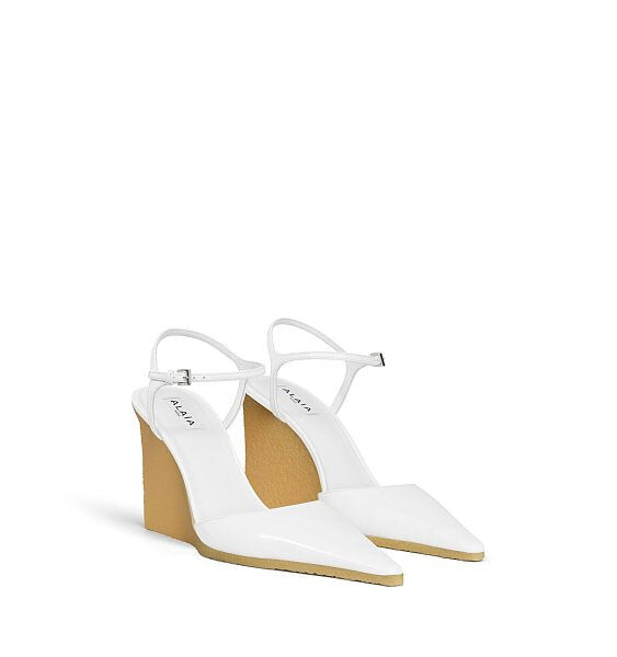 Alaïa Sculpted Wedge Ankle Strap Pumps