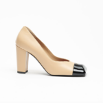 Chanel Two-Tone Cap-Toe Block Heel Pumps