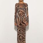 Emilio Pucci Earth Tones Sheer Mesh Maxi Dress