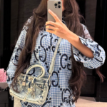 GG Monogram Plaid Shirt Top