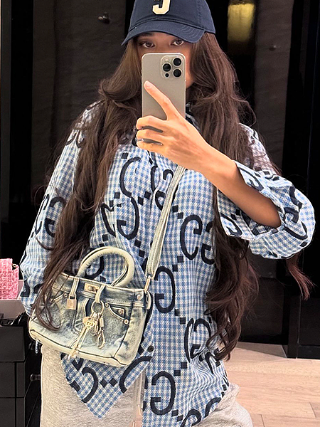 GG Monogram Plaid Shirt Top