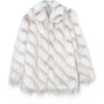 “Winter Veil” Cream Fox-Striped Faux Fur Coat – One Size