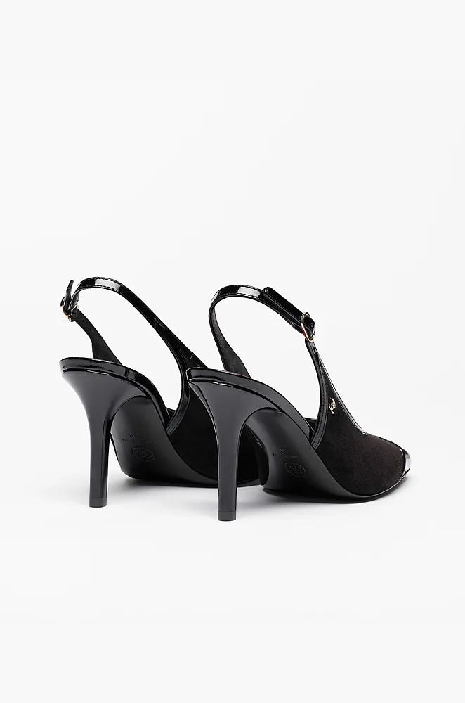 Chanel Suede & Patent Cap-Toe Slingback Pumps – Black - Image 4