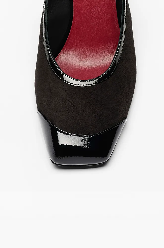 Chanel Suede & Patent Cap-Toe Slingback Pumps – Black - Image 5