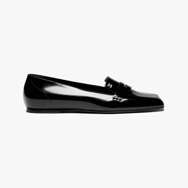 Chanel Patent Leather Square-Toe Loafers – Black