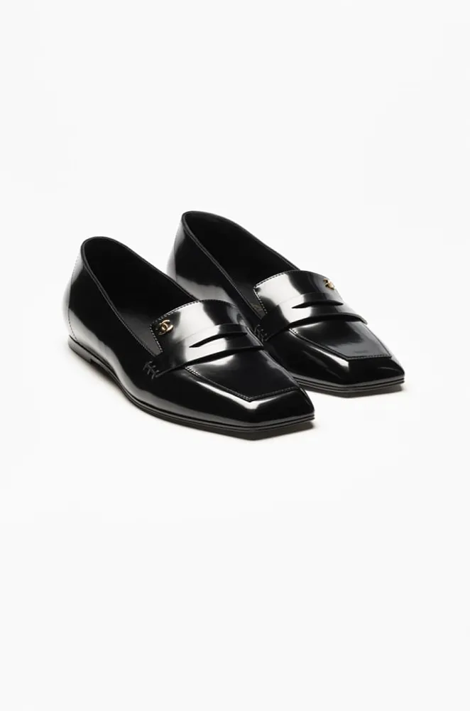 Chanel Patent Leather Square-Toe Loafers – Black - Image 3
