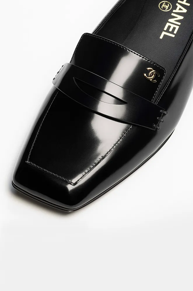 Chanel Patent Leather Square-Toe Loafers – Black - Image 6