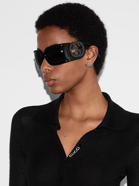 Gucci Big Frame Sunglasses with Crystalized Design