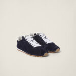 Miu Miu Plume Suede Low-Profile Sneakers – Marine Nuit