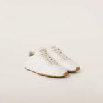 Miu Miu Plume Leather Low-Profile Sneakers – Ivoire Lumière
