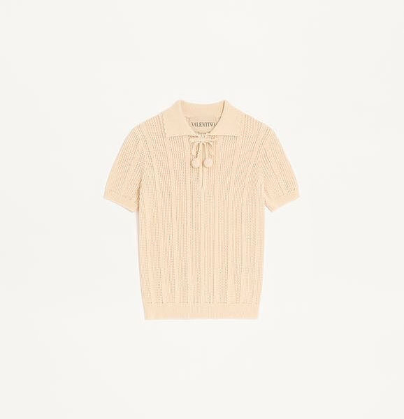 Valentino – Écru Élégance Knit Polo Top
