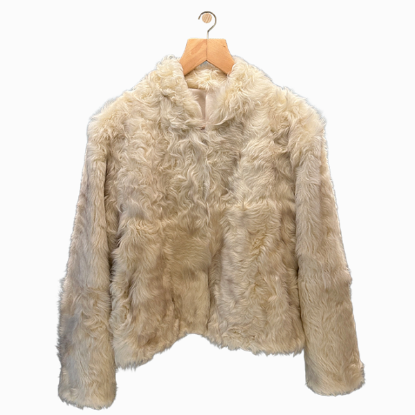 “Cocoon d’Hiver” Ivory Shearling-Texture Fleece Jacket