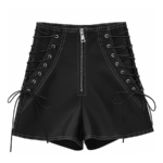 Corset-Lace Luxe Vegan Leather Shorts