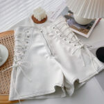 Corset-Lace Luxe Vegan Leather Shorts