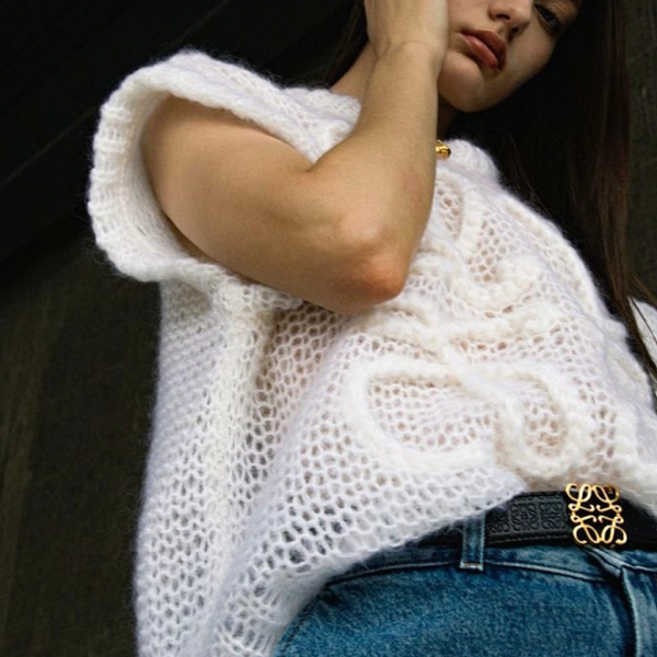 Loewe “Nube Signature” Hand-Knit Mohair Vest