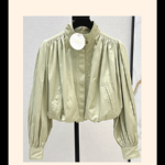 Chloé Balloon Sleeve Cropped Windbreaker – Pistachio Satin