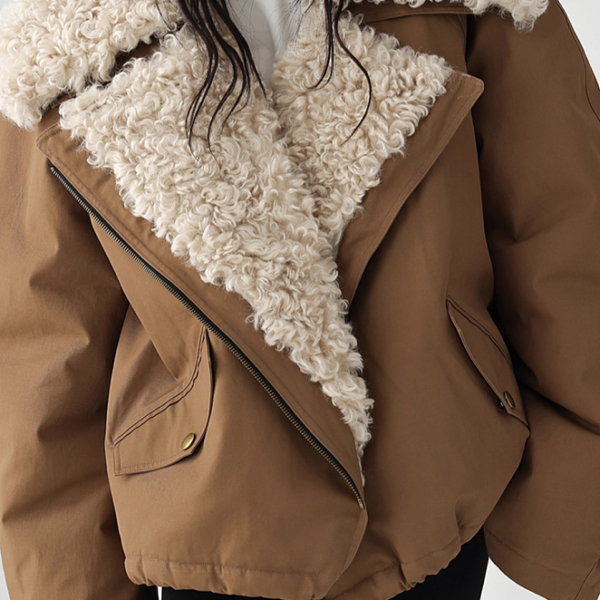 “Montreux Alpina” — Reversible Shearling-Drape Cocoon Coat