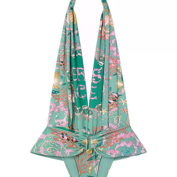 Versace “Medusa Mare Drapé” Halter Swimsuit