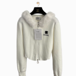 Chanel Faux Fur Trim Cropped Zip Hoodie – Ivory (S–L)