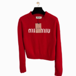 Miu Miu Signature Logo Cropped Knit Sweater – Rosso Red (S–L)