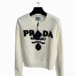 Prada Milano Crystal-Stud Logo Knit Sweater – Ivory (S–L)