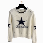 Dior Étoile Signature Star Logo Knit Sweater – Ivory & Noir (One Size)