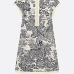 Christian Dior “Toile de Jouy” Jacquard Knit Mini Dress – Navy & Ivory