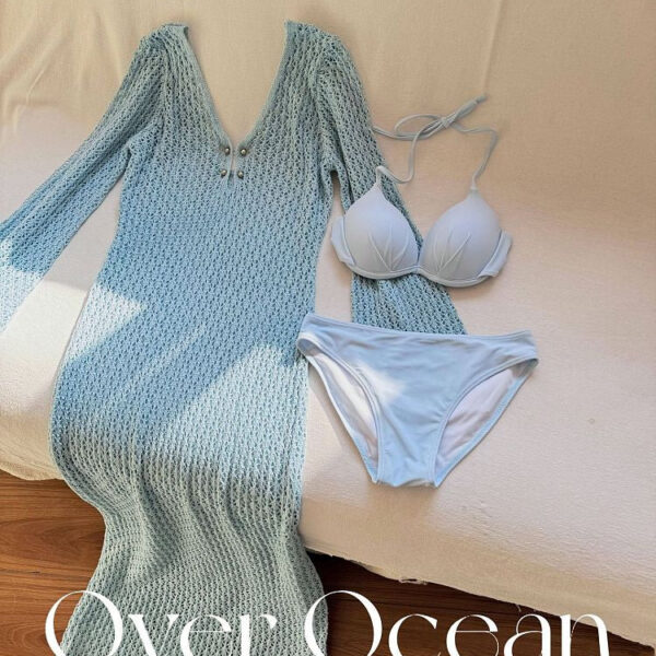 Over Ocean Blue Bikini Set with Dress